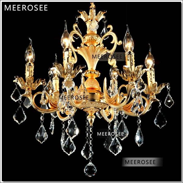 

modern european 8 arms gold chandelier crystal light fixture hanging lamp crystal lustre lighting home decor md8858 l8 d680mm h600mm