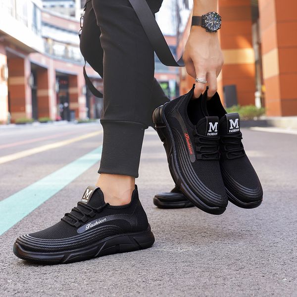 

exceed light and soft bottom sneakers trend joker comfortable ventilation leisure time male shoe really weaving shoe, Black