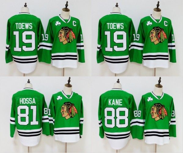 

Green Chicago Blackhawks Jersey 19 Jonathan Toews 81 Marian Hossa 88 Patrick Kane Jersey Stitched Hockey Jerseys