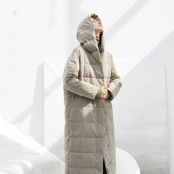 

womens designer down coat casual windproof long jackets fashion womens winter solid color clothe 2 colors 2019 new for wholesale, Black