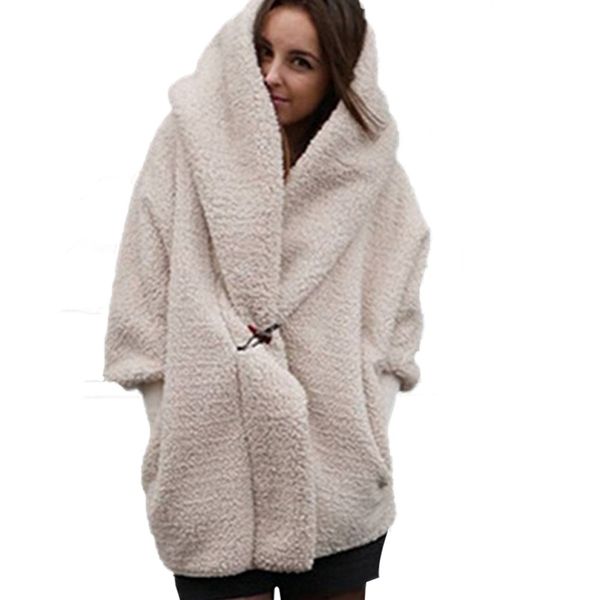 

white fur coat women shaggy fluffy winter coat full sleeve fur hoodie womens clothing plus size faux long coats female t7, Black
