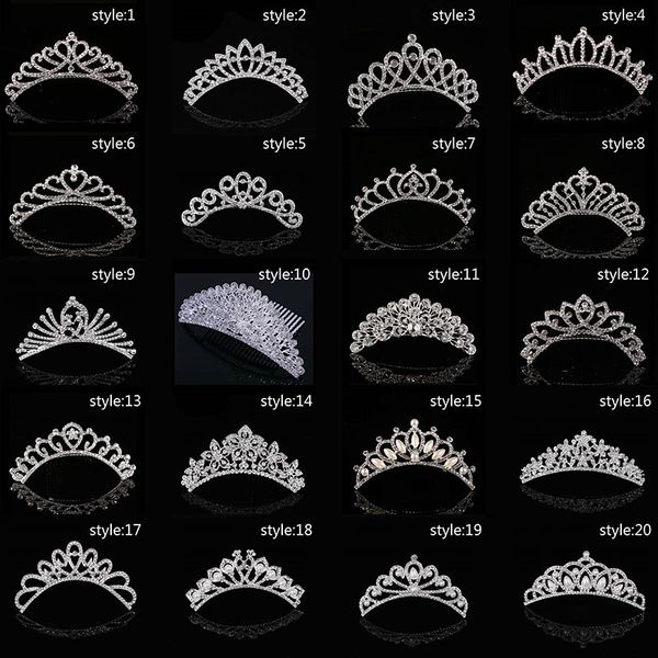 

mini crystal simulated pearl tiaras and crowns hair combs for princess girls bride noiva bridal wedding party hair ornaments, Golden;white