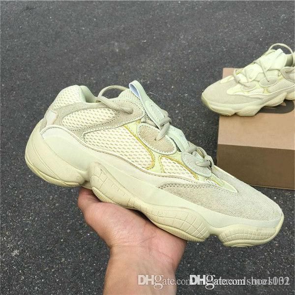 

оптовая продажа kanye west desert rat 500 мужчины женщины кроссовки дизайнер кость белая соль супер луна желтый румянец спортивные кроссовки