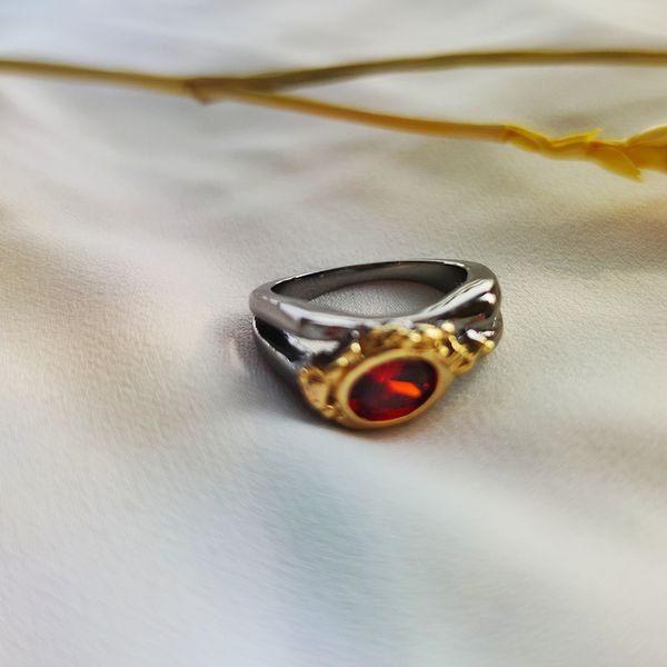 

fashion- tone ring red stone jewelry women's accessories gift for her great jewellery beautiful rings, Golden;silver