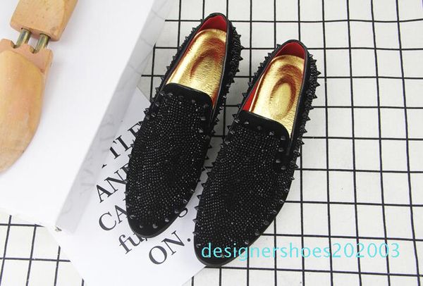 

men luxury designer black rhinestone rivet casual shoes male homecoming dress wedding party prom shoes sapato social zapatos 03d