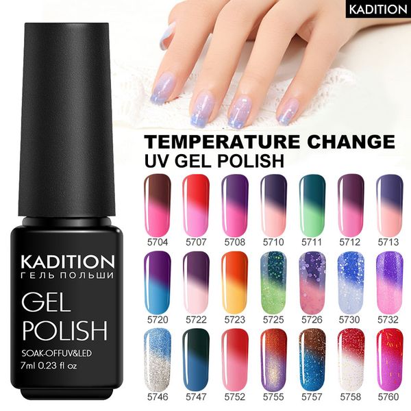 

kadition nails gel temperature change gel varnish lucky lacquer chameleon polish uv led thermo nail polish colors, Red;pink