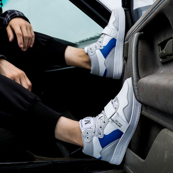 

man shoes non-slip high flat sneakers men original casual leather autumn winter vulcanized shoes scarpe donna zapatos hombre, Black