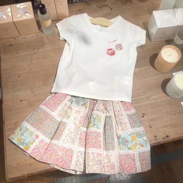 

pre-sale 2020 new bp toddler girls clothing set cherry white top +юбка бутик-бренд верхняя одежда для девочек одежда 3 4 6 8 10 12 14 y20032