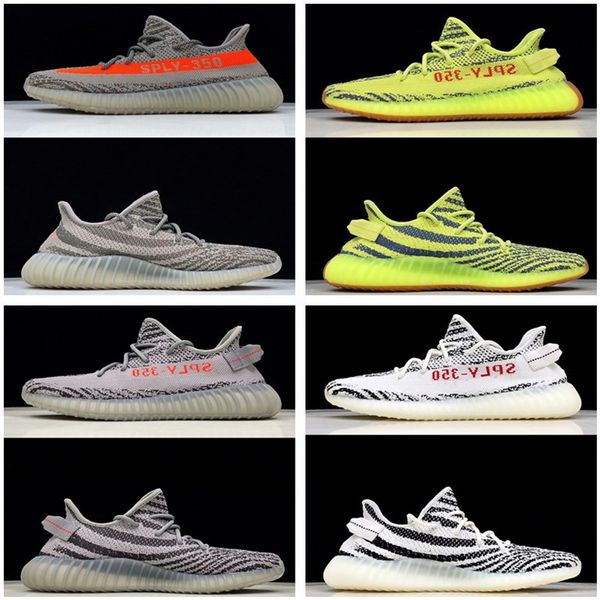 

kanye west zebra v2 mens running shoes bred static refective clay true form hyperspace sesame men sneakers women sport shoe, White;red