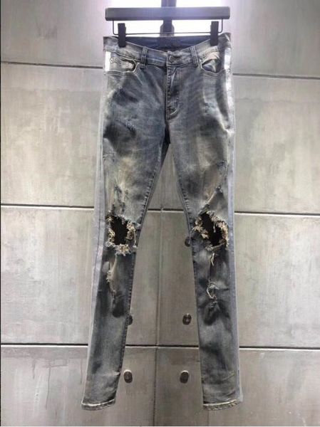 

2019 fa hion men ummer jean cla ic cultivate lim jean ilver edged hiny pink knee hole ink pla hing locomotive jean