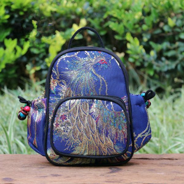 

fashion national embroidery women shopping backpacksnice animal embossing embroidered lady backrack all-match canvas backruck