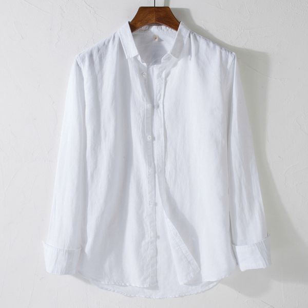 

2019 spring and autumn casual linen shirt men long sleeve white men shirt brand fashion comfortable shirts for chemise, White;black