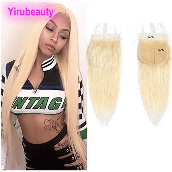 

peruvian 613 blonde straight 6x6 lace closure with baby hair six by six lace closure silky straight middle three part, Black;brown