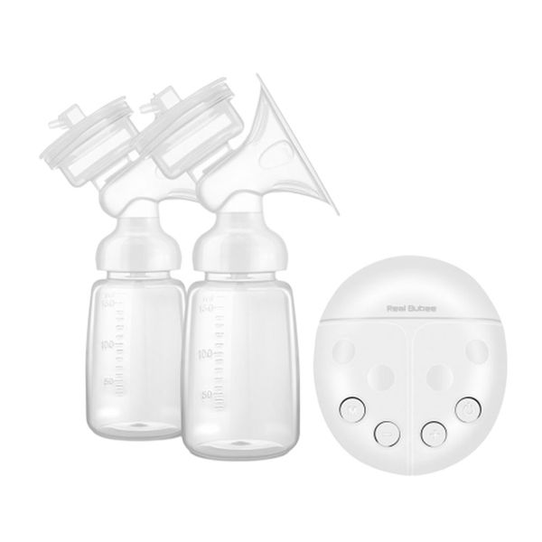 

double electric breast pump with milk bottle infant usb bpa baby breast feeding automatic massage postpartum breast pump, White
