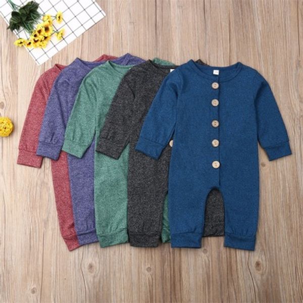 

2019 baby rompers ins infant toddlers solid onesies jumpsuit autumn baby boys girls long sleeve climb rompers, Blue