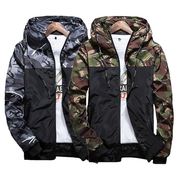 

2020 spring autumn men's camouflage coat mens hoodies casual jacket brand clothing mens windbreaker coats male outwear 5xl, Black;brown