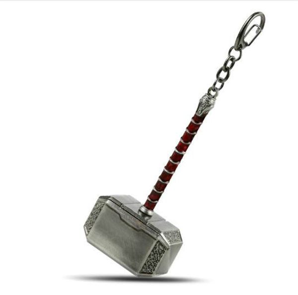 

dropshipping thor mjolnir hammer metal keychain mjolnir figure key ring gold silver pendant men llavero jewelry wholesale