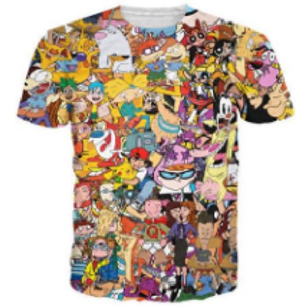 

new fashion mens/womans cartoon totally 90s t-shirt summer style funny 3d print casual t-shirt plus size aa276, White;black