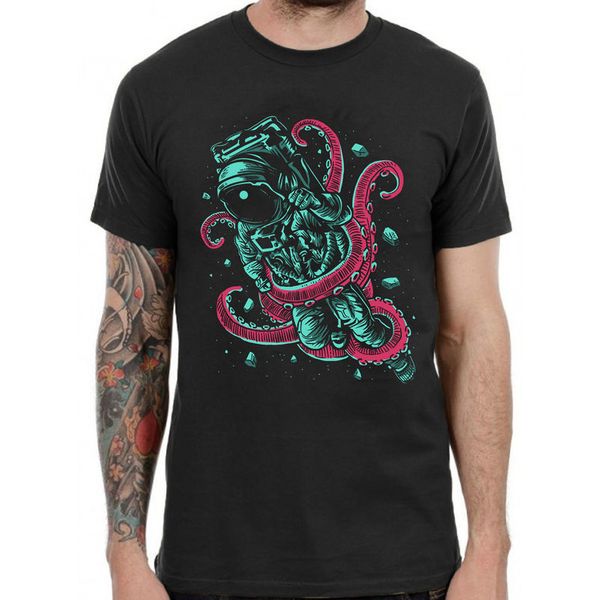 

astronaut астронавт осьминог графический футболка ретро печати триппи группа dj dead men top punkcool повседневная гордость футболка мужчины, White;black
