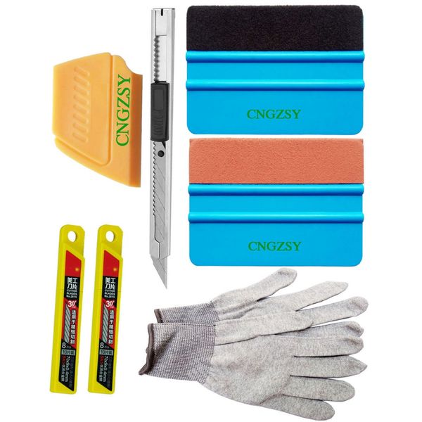 

vehicle glass protective film car window wrapping tint vinyl installing tool glue removing knife and suede squeegee gloves k33