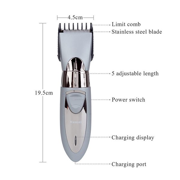 

kemei km-605 аккумуляторная триммер волос бритва cordless регулируемая clipper моющийся электрическая бритва электрическая машинка для стриж