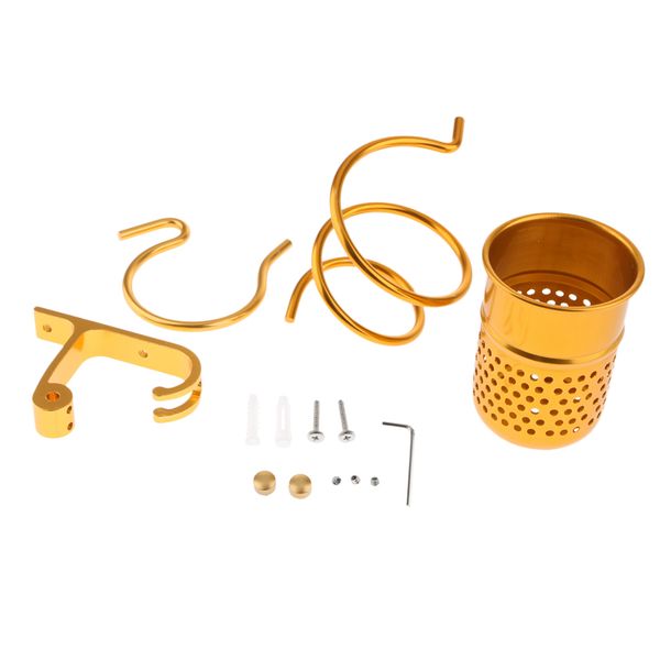 

wall mount hair dryer hanging spiral rack blow dryer holder w/ cup bathroom