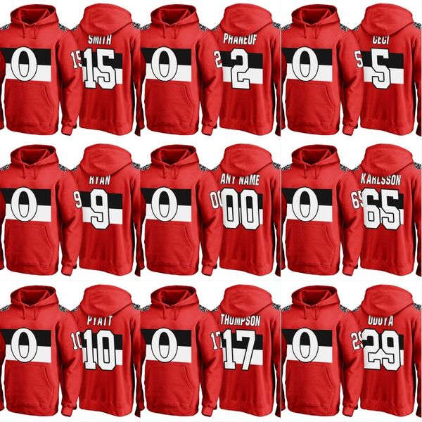

100 classic ottawa senators hoodie 65 erik karlsson 41 craig anderson 61 mark stone 68 mike hoffman 33 claesson hockey jerseys sweatshirts, Black;red