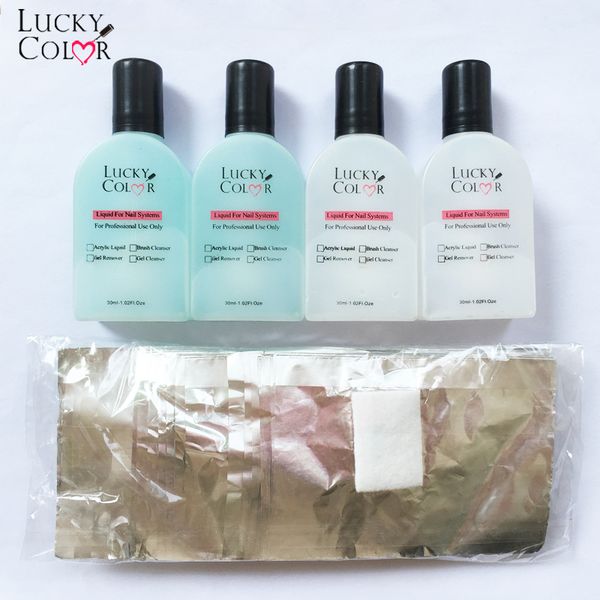 

5pcs/set 30ml nail surface cleanser uv gel nail polish sticky remover liquid foil paper for manicure art remover tool kit