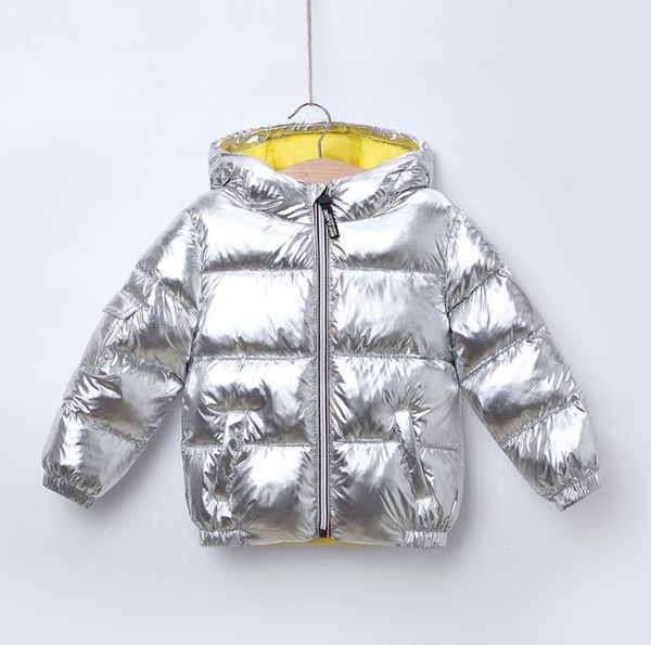 

children's winter fashion down jacket boys and girls space silver rose gold thickening sports coat girls children's clothing, Blue;gray