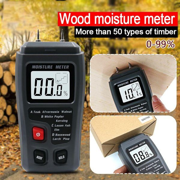 

two pins digital wood moisture meter 0-99.9% wood humidity tester timber damp detector with large lcd display new