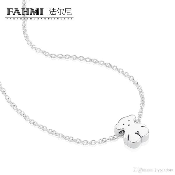 

fahmi 100% 925 sterling silver 015904510 cute bear simple jewelry slim and delicate pendant necklace original women's jewelry