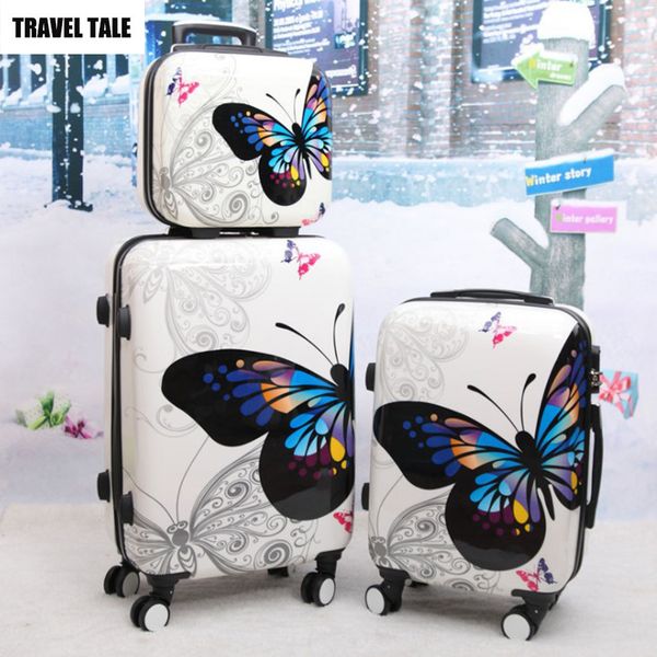 

travel tale 20"24"inch butterfly spinner trolley suitcase set rolling luggage bag on wheels