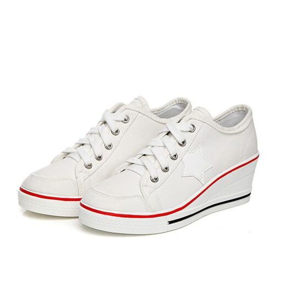 

2019 fashion korean version of trend women casual shoes red white pink black color womens height increasing canvas shoes