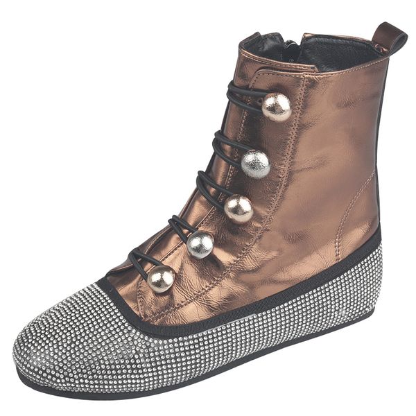 

new winter snow boots women crystal flats warm cotton casual shoes, Black