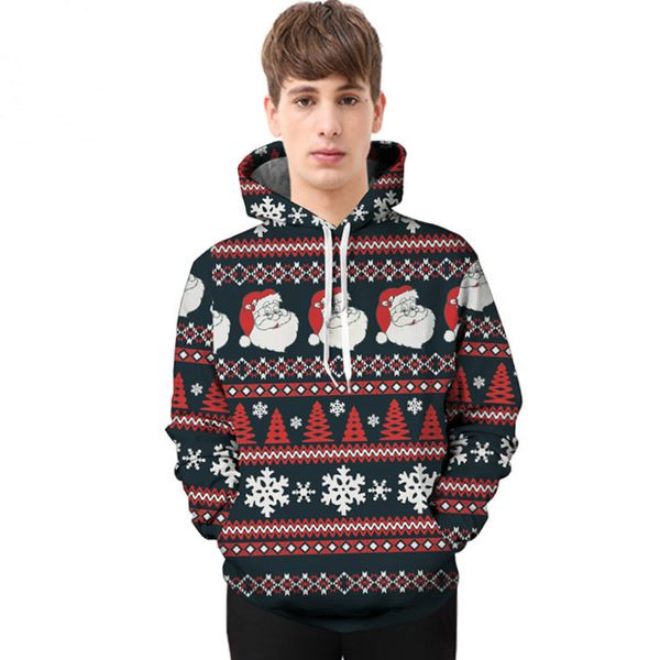 

3d sweatshirts men hoodies 2018 christmas man hoodie autumn/winter clothing plus size for men and women 6185, Black