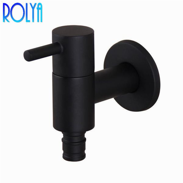 ROLYA Matte Black Máquina de lavar roupa Tap Lavandaria Utility Torneiras Latão