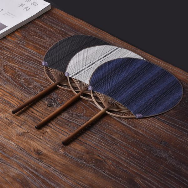 

japanese style round hand fan with bamboo handle party favors gifts home decoration crafts