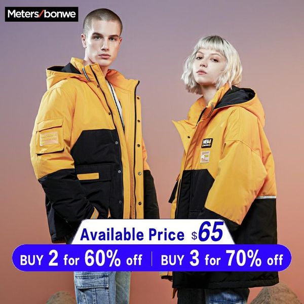 

metersbonwe winter warm for men's 90% white duck down couples hooded jacket down jackets outdoor winter male casual coat, Black