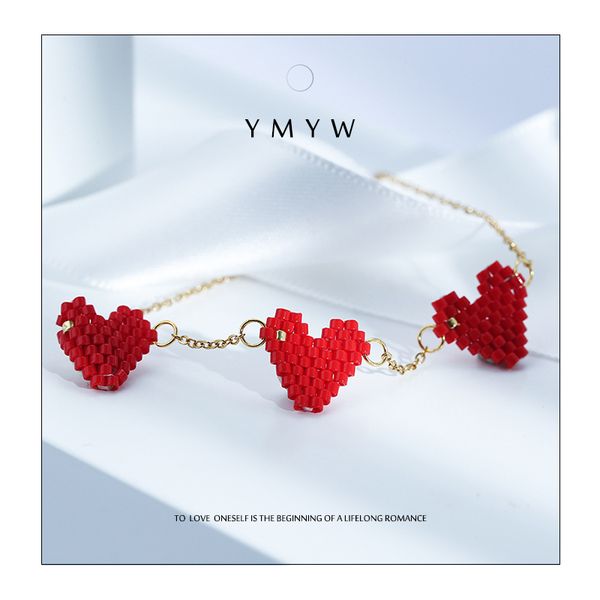 

ymyw romantic cute japan miyuki heart korean bracelet 316l stainless steel bracelets for women acero inoxidable joyeria mujer, Black