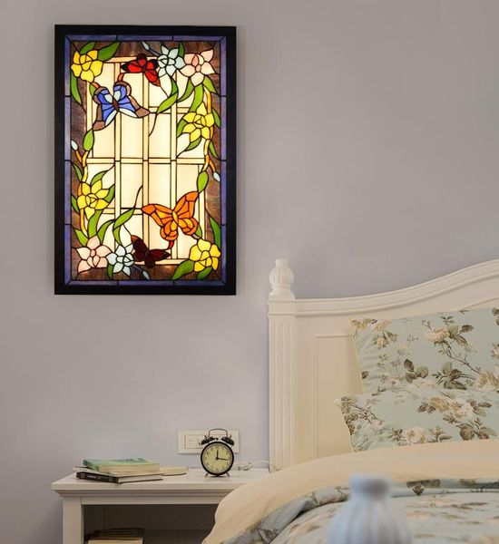 

mural lamp american pastoral creative lamps tiffany stained glass decorative lamp living room bedroom bar corridor wall lamp led