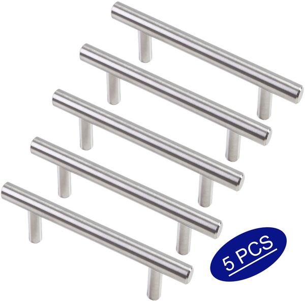 2019 Brushed Stainless Steel Kitchen Hardware Cabinet Pulls 3 Inch Hole Center 1 2in12mm Diameter T Style Closet Drawer Knob Handles From