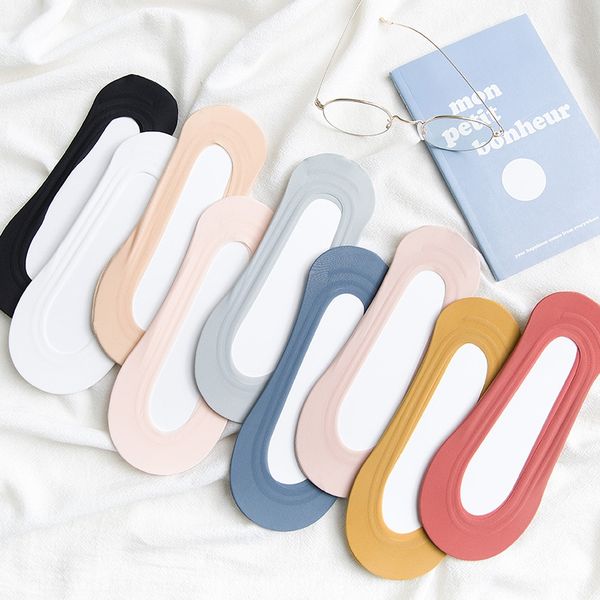 

erwkm all-match comfort silicone light-mouth silicone invisible candy color ice silk invisible cotton bottom boat socks women's anti-sk, Pink;yellow