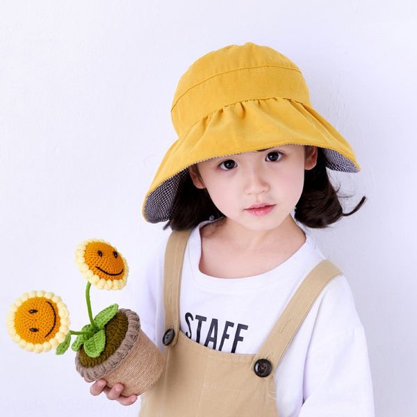 

fisherman sunscreen children's 2020 sunscreen parent-child summer fisherman sun women's basin hat empty hat, Yellow