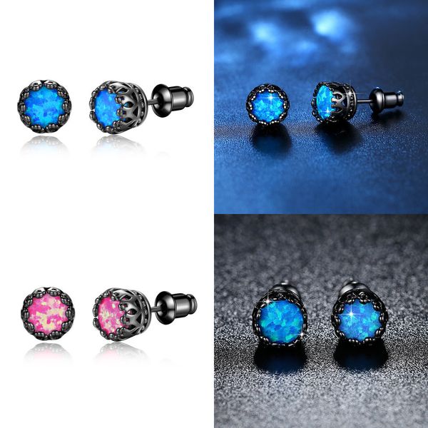 

round black gold ear nail earring womens women double sided ladies designer earrings jewelry, Silver