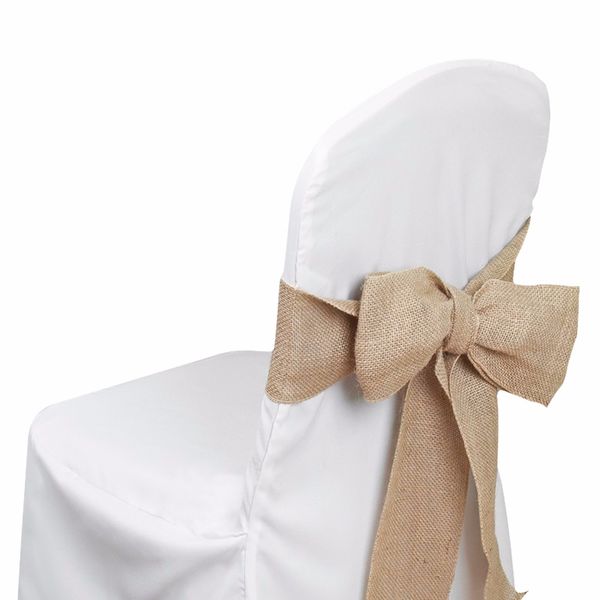 

100pcs burlap chair bow sashes burlap ribbon for banquet wedding party baby shower craft chair cover decor fr store 7
