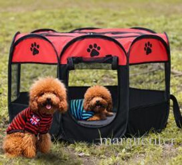 

dog cage folding octagonal pet tent cat dog delivery room pet portable fence cage multi color