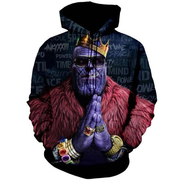 

new 3d hooded sweater pullover hip hop sweatshirt men and women couple models large size set head ladies fashion casual shirt, Black