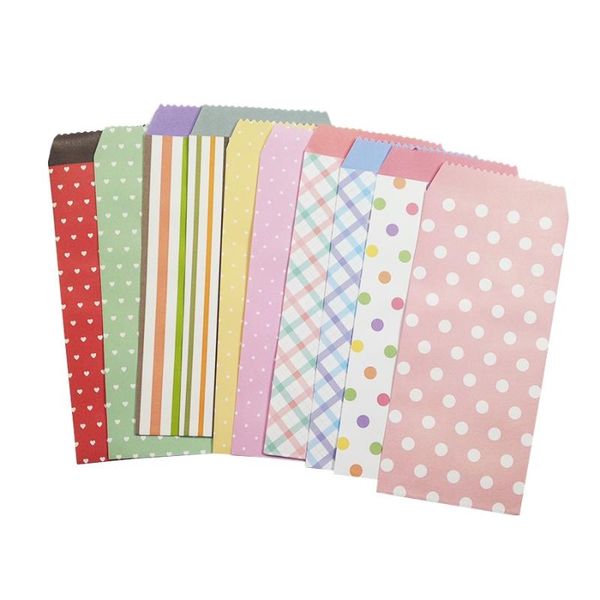 

5 pcs/lot cute dot&stripe paper envelope kawaii money envelop gift craft envelopes for wedding invitations new years