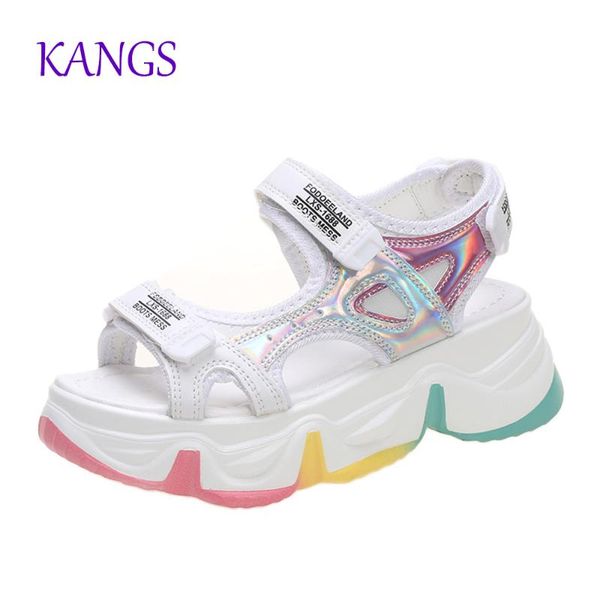 

2020 летние женские сандалии увеличение высоты высокие каблуки обувь женский крюк петля платформа радуга повседневная мода женщина сандалии, Black