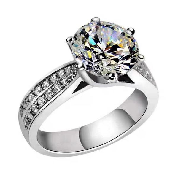 

s925 sterling silver selling women rings prom party fashion french quality luxurious inlaid diamond ring engagement ring wedding ring, Slivery;golden